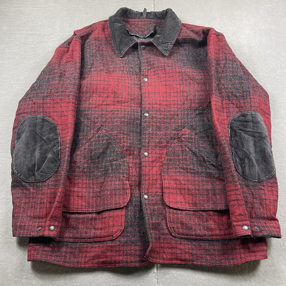 Vintage Woolrich Wool Jacket Mens XL Red Mackinaw Cruiser Hunting Plaid‎ Buffalo
